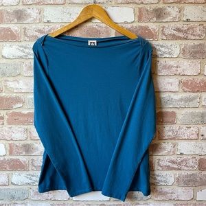 Anne Klein Long Sleeve Boat Neck Top Women’s Size L Color: Blue